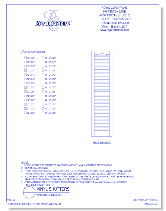 Vinyl Shutters: Cathedral Open Louver