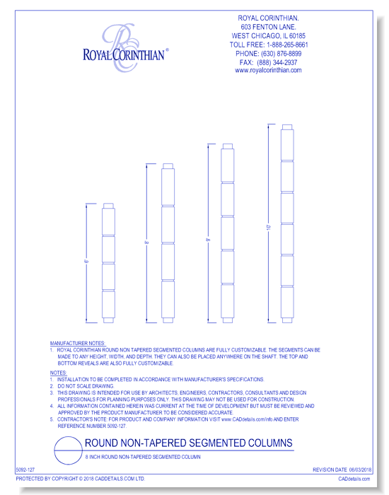 8 Inch Round Non-Tapered Segmented Column