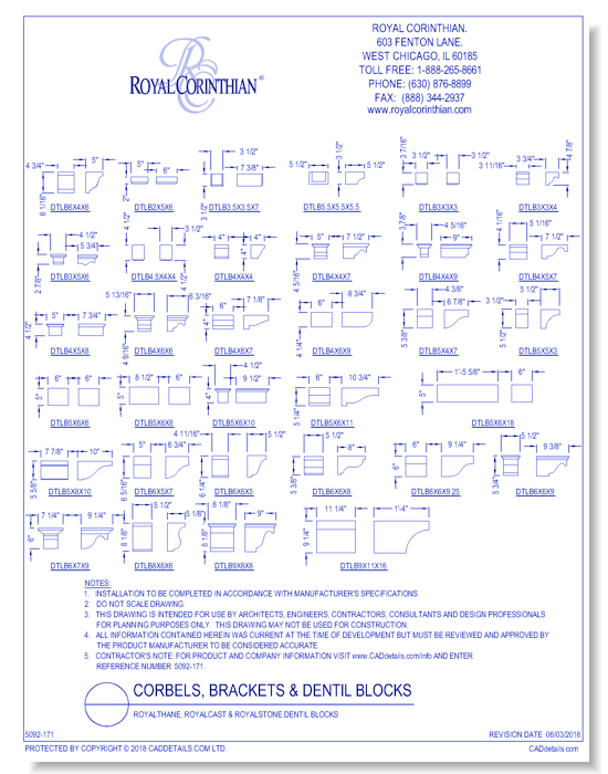 RoyalThane, RoyalCast & RoyalStone Dentil Blocks