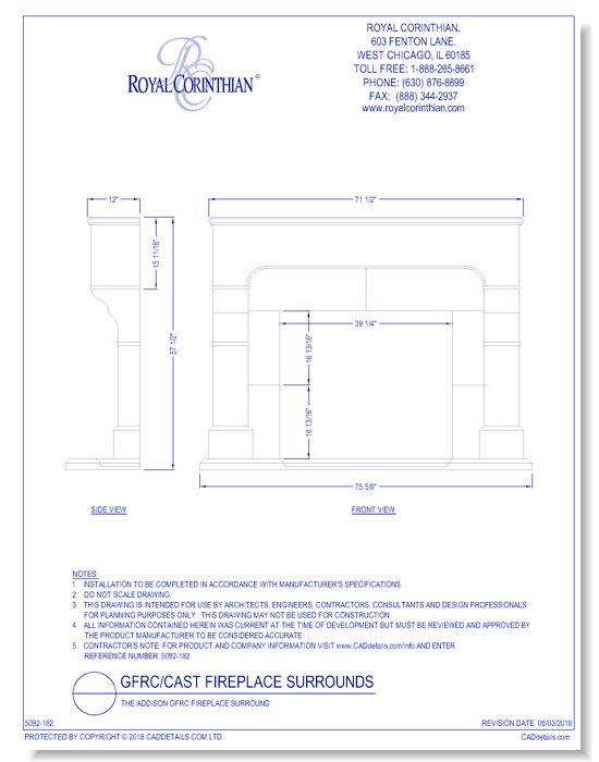 The Addison GFRC Fireplace Surround
