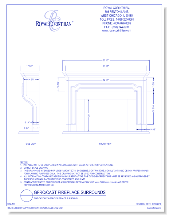 The Castanza GFRC Fireplace Surround