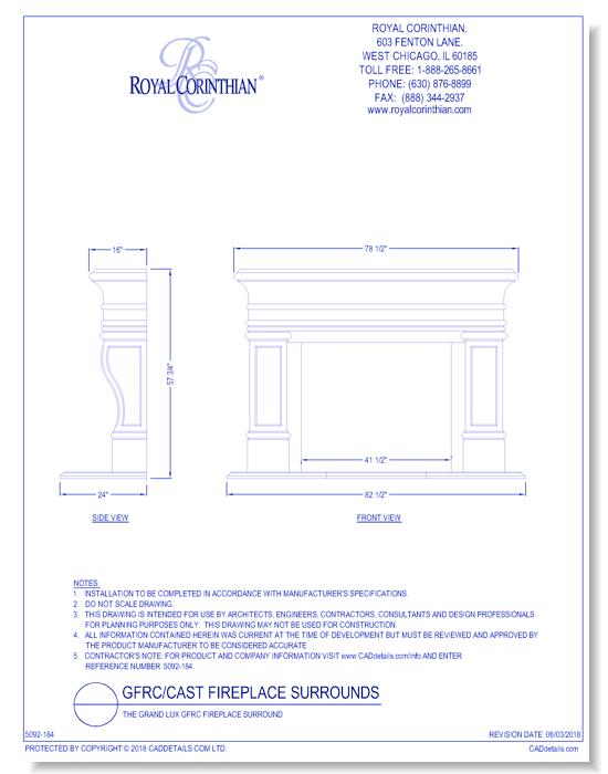 The Grand Lux GFRC Fireplace Surround