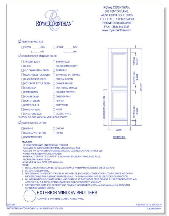 Composite Shutters: Classic Raised Panel