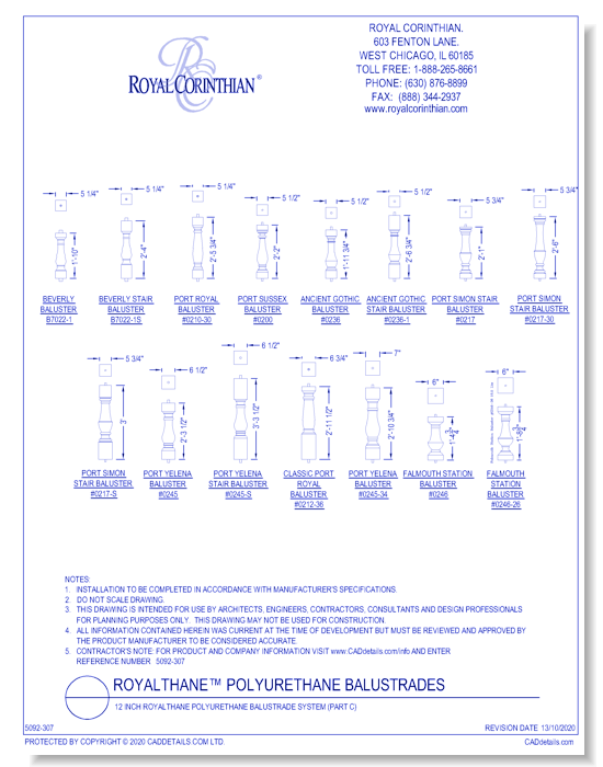 12 Inch RoyalThane Polyurethane Balustrade System (Part C)