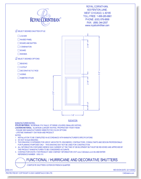 Composite Shutters: Exterior French Quarter
