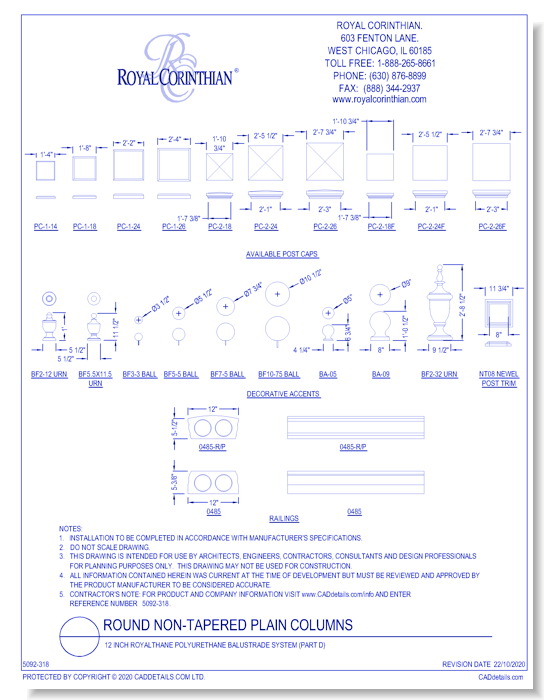 12 Inch RoyalThane Polyurethane Balustrade System (Part D)