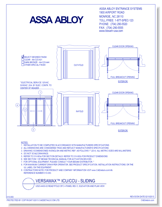 US23-4400-02 ReadyFold OFC 4 Panel Rev C, Elevation And Plan View