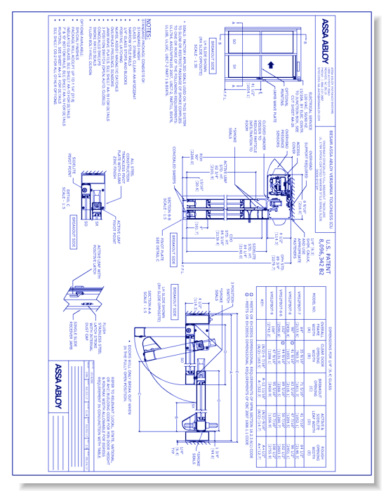 VersaMax Touchless OHC FBO Single Slide Narrow Smoke Rated