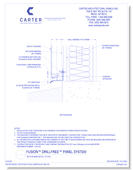 FUSION™ PANEL SYSTEM: Section Base Detail ( CF-F05 )