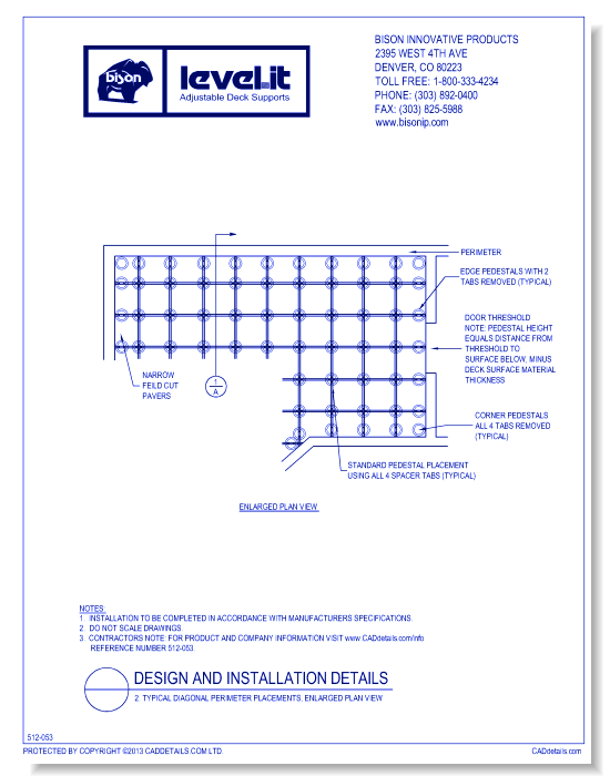 Design and Installation Details: 2. Typical Diagonal Perimeter Placements, Enlarged Plan View