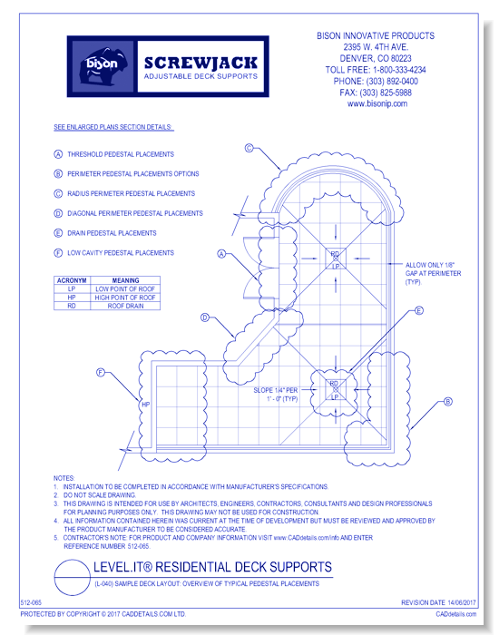 (L-040) Sample Deck Layout: Overview of Typical Pedestal Placements