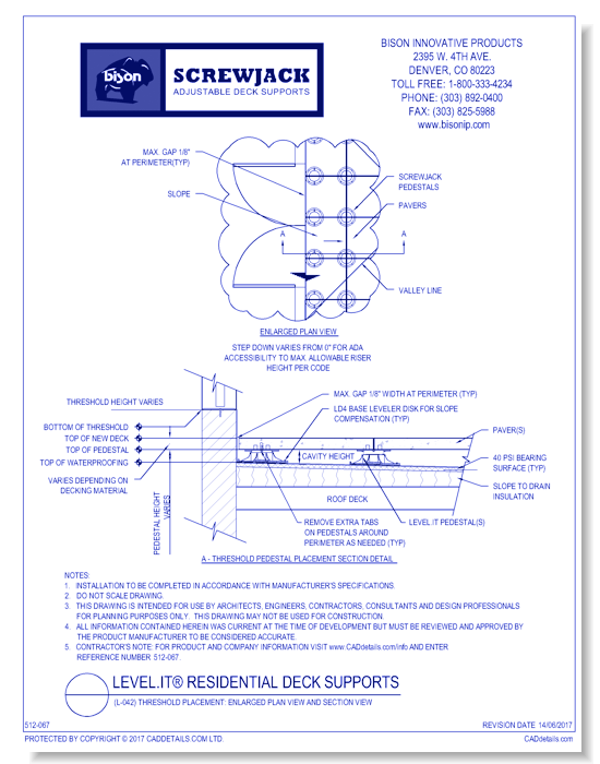 (L-042) Threshold Placement: Enlarged Plan View and Section View