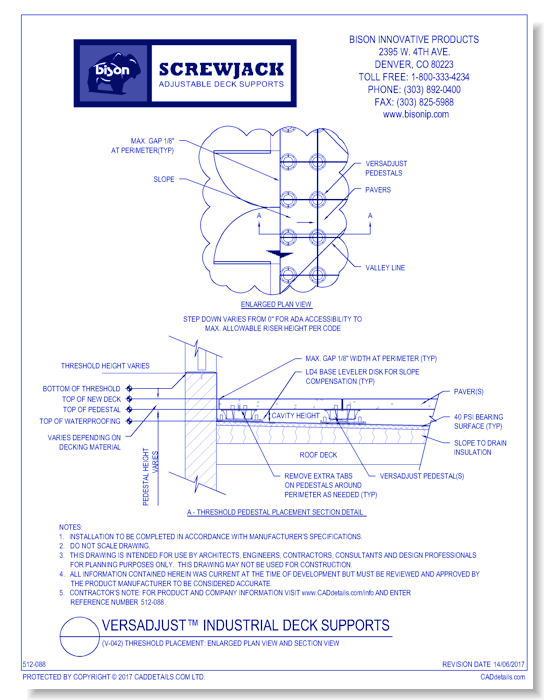(V-042) Threshold Placement: Enlarged Plan View and Section View