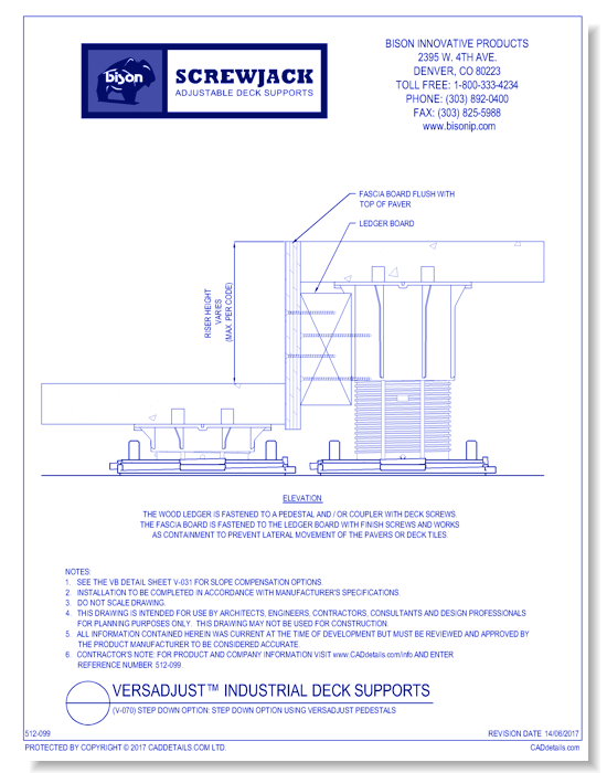 (V-070) Step Down Option: Step Down Option Using Versadjust Pedestals