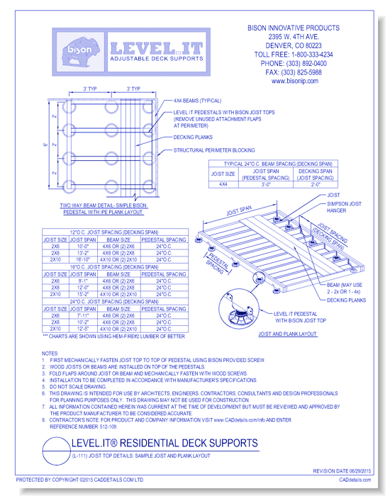 (L-111) Joist Top Details: Sample Joist and Plank Layout