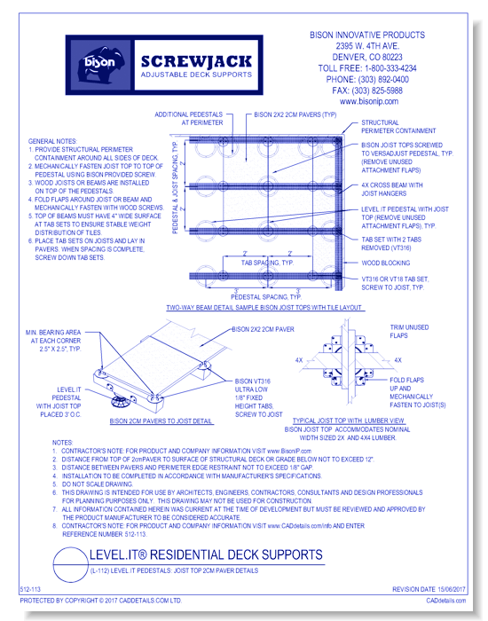 (L-112) Level.It Pedestals: Joist Top 2cm Paver Details