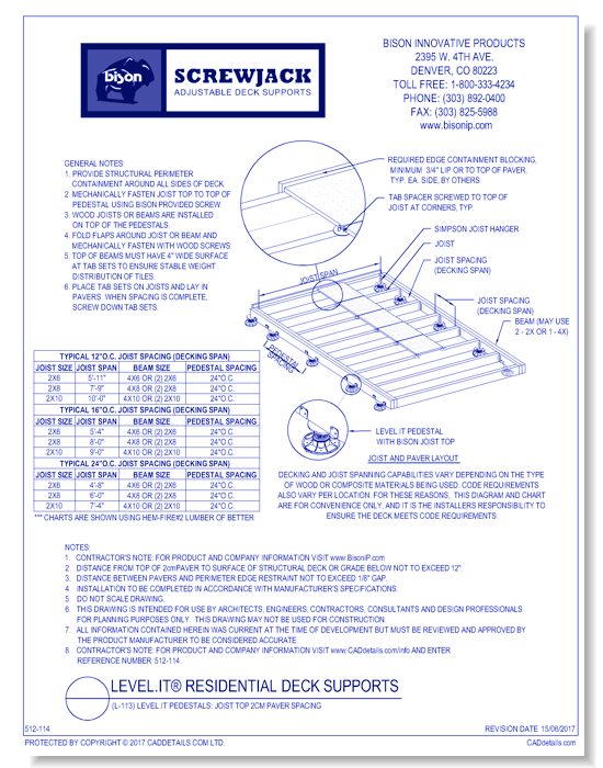 (L-113) Level.It Pedestals: Joist Top 2cm Paver Spacing