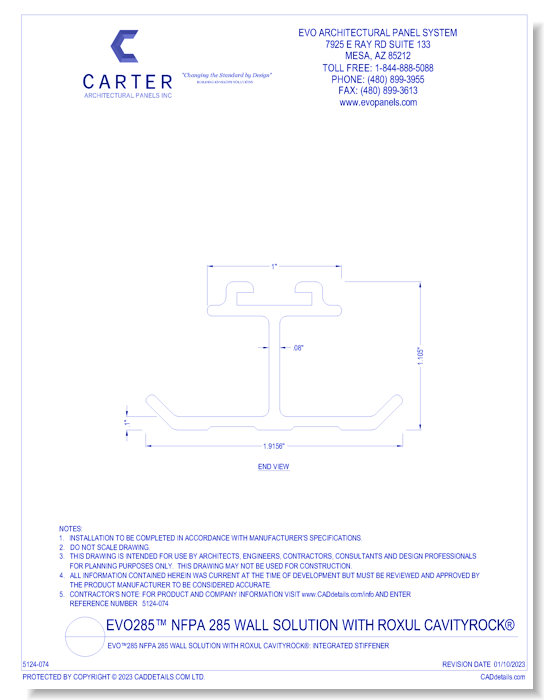 EVO™285 NFPA 285 Wall Solution With ROXUL CavityRock®: Integrated Stiffener