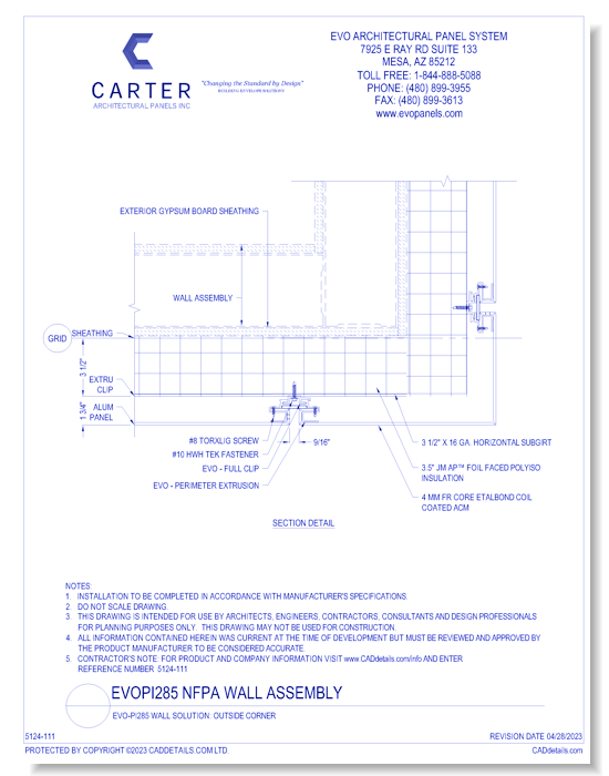 EVO-PI285 Wall Solution: Outside Corner