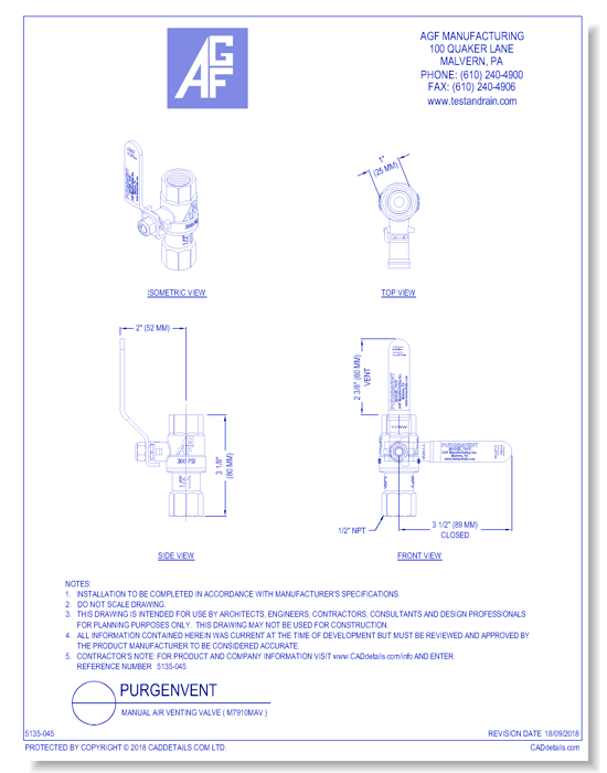 Manual Air Venting Valve ( M7910MAV )