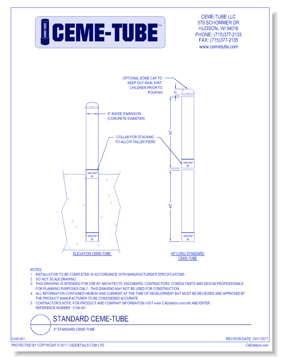 8" Standard Ceme-Tube