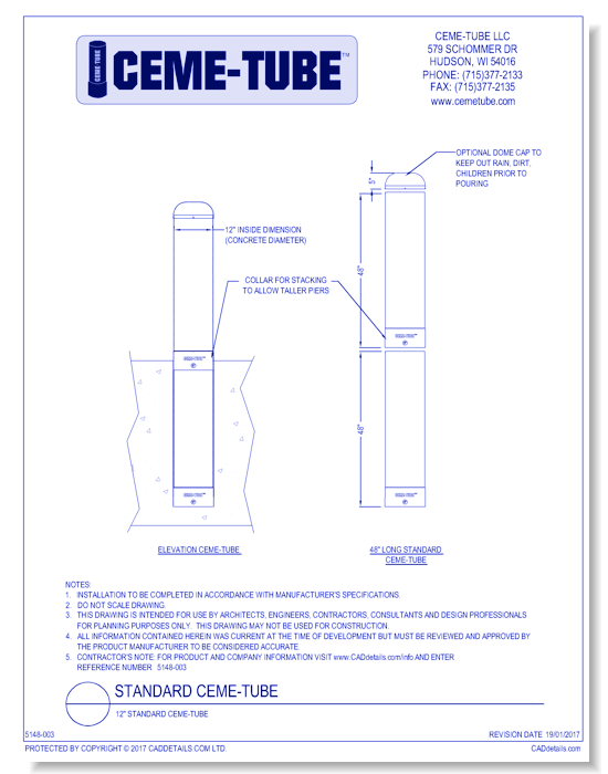 12" Standard Ceme-Tube