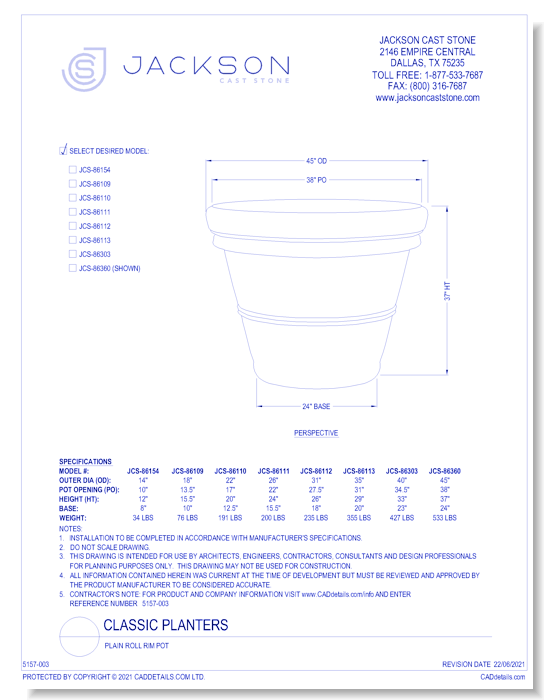 Plain Roll Rim Pot