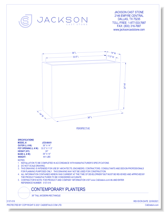 36" Tall Modern Rectangle