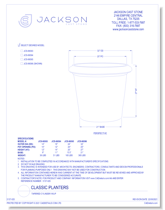 Tapered Cylinder w/Lip