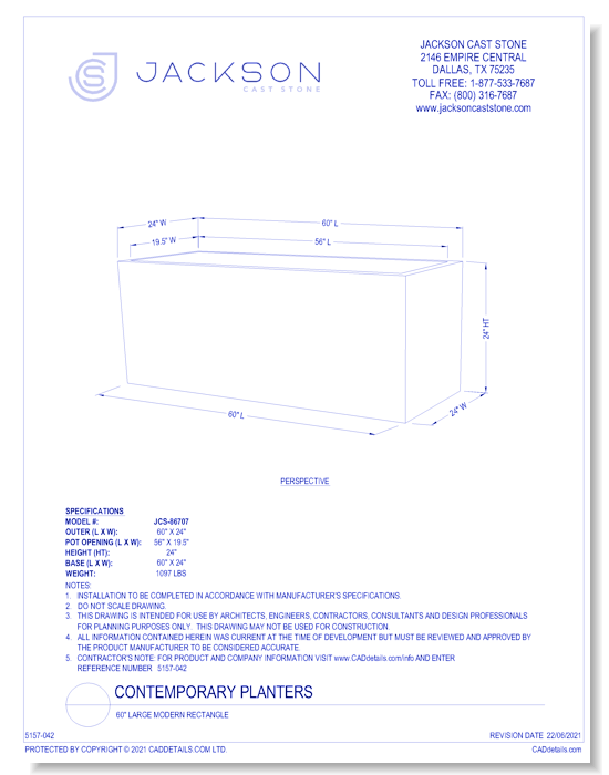 60" Large Modern Rectangle