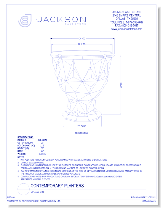 29" Jade Urn