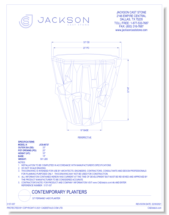 33" Fernand Vaso Planter