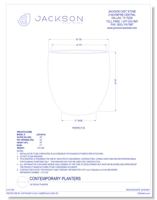 36" Boule Planter