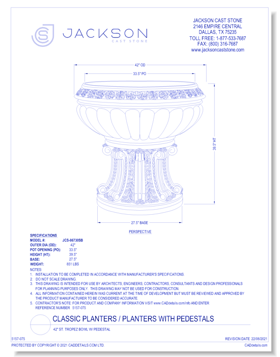 42" St. Tropez Bowl With Pedestal