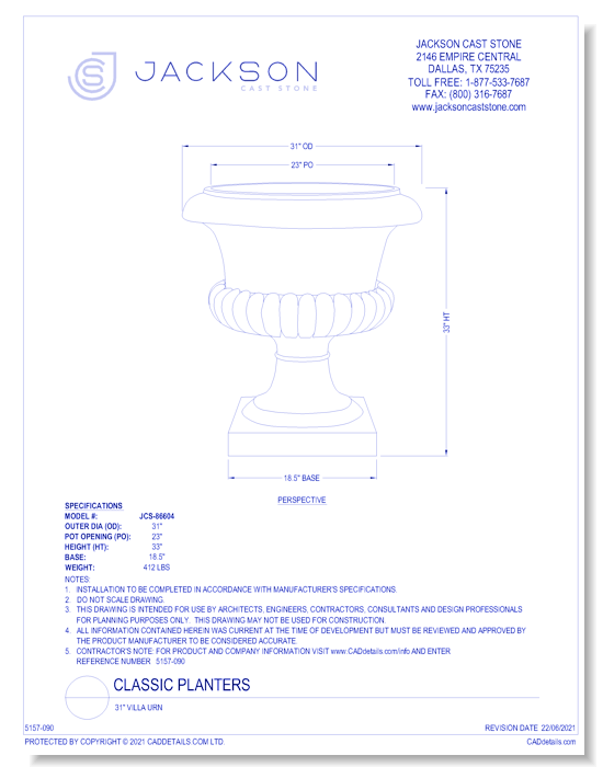 31" Villa Urn