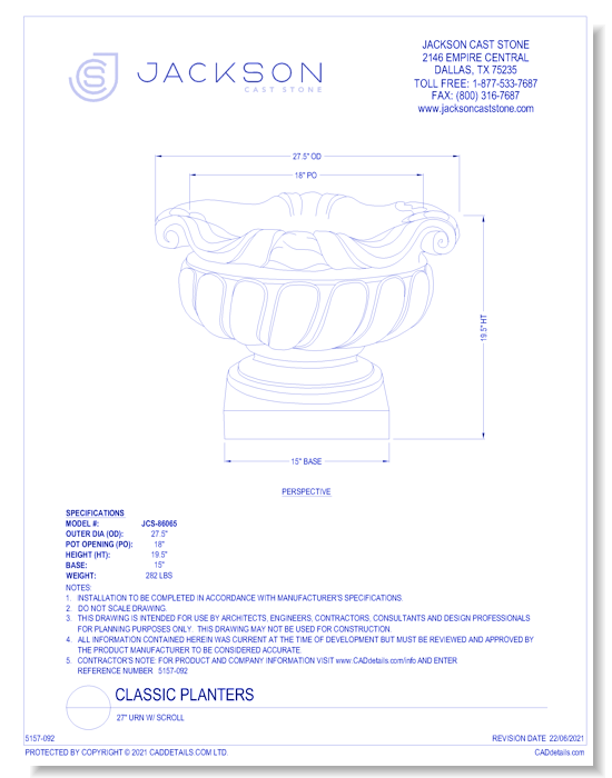 27" Urn w/ Scroll