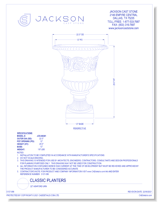 22" Ashford Urn