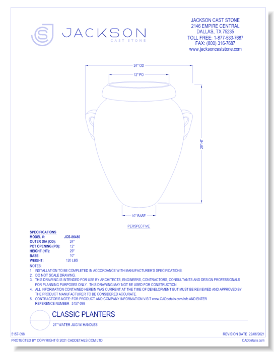 24" Water Jug With Handles