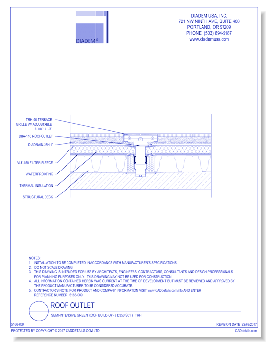 Semi-Intensive Green Roof Build-up - ( D350 S01 ) - TRH