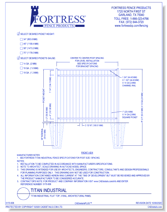 Titan Industrial: Flat Top, 3 Rail, Architectural Panel 34-70
