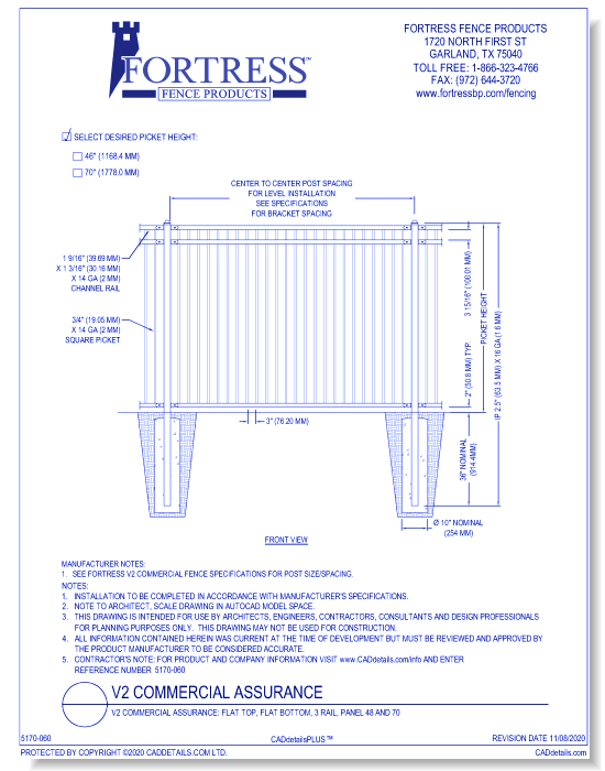 V2 Commercial Assurance: Flat Top, Flat Bottom, 3 Rail, Panel 46 and 70