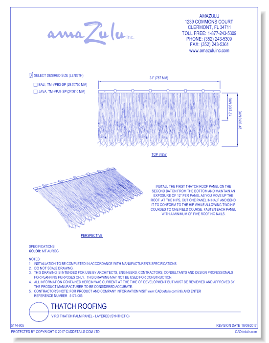 Viro Thatch Palm Panel - Layered (Synthetic)