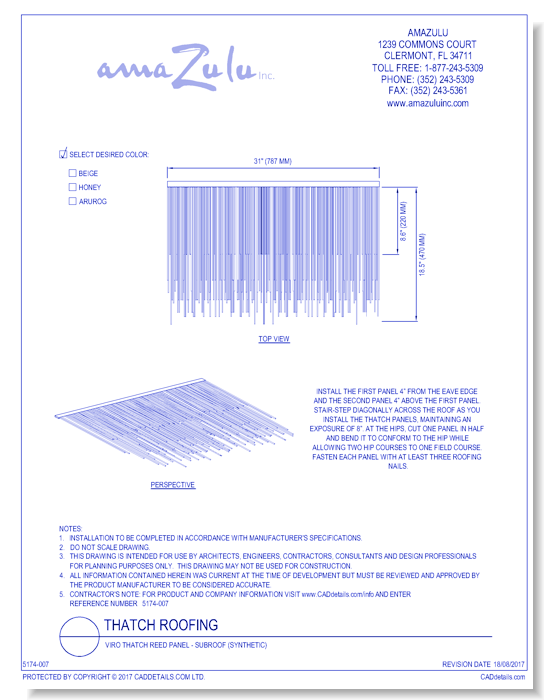 Viro Thatch Reed Panel - Subroof (Synthetic)