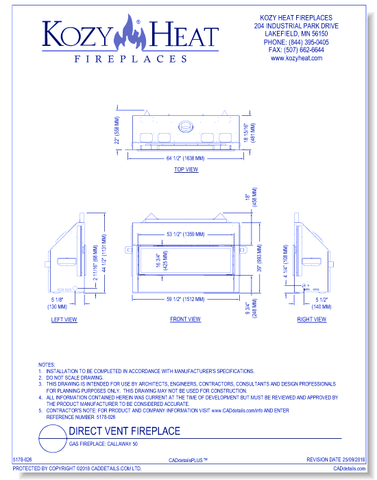 Gas Fireplace: Callaway 50