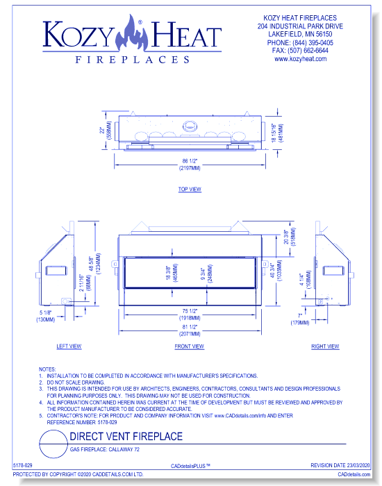 Gas Fireplace: Callaway 72