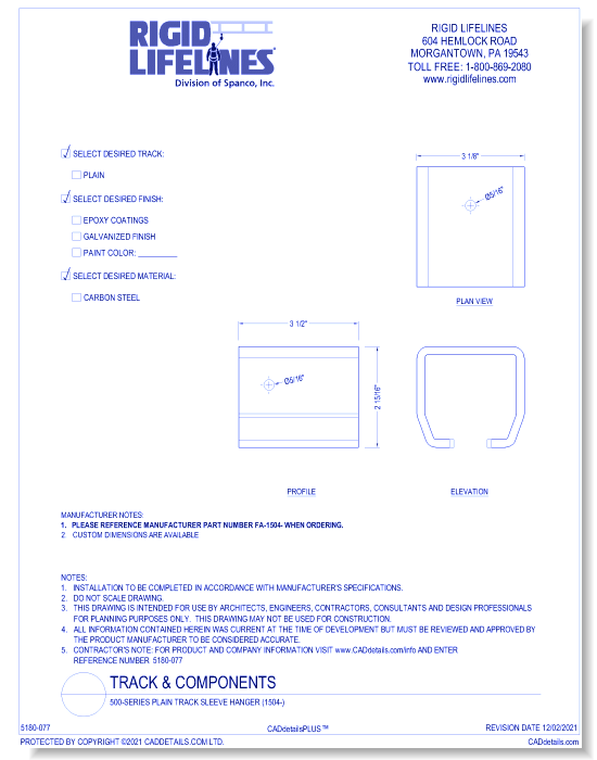 500-Series Plain Track Sleeve Hanger (1504-)