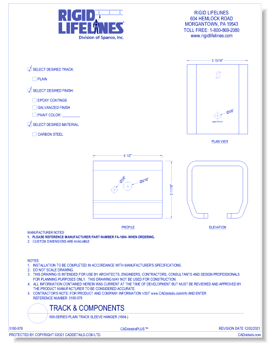 600-Series Plain Track Sleeve Hanger (1604-)
