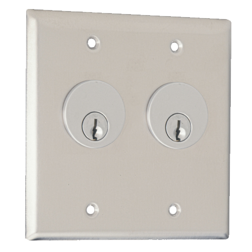 CAD Drawings Camden Door Controls CM-3200 & CM-3500 Series: Double Gang Key Switches - Stainless Steel Faceplate