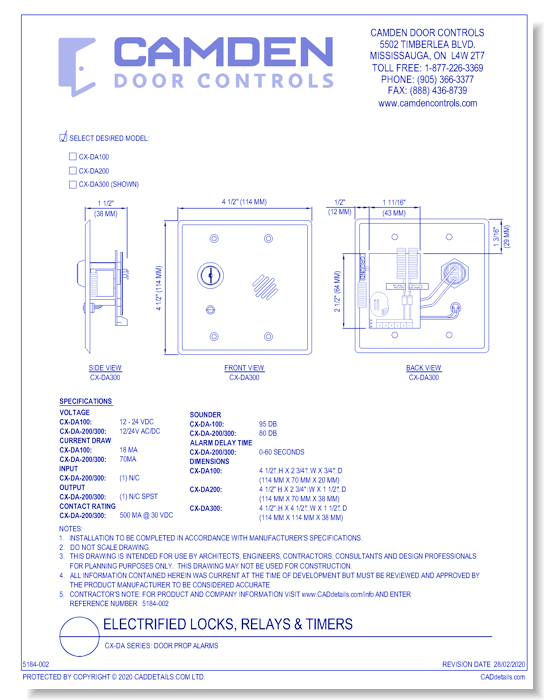 CX-DA Series: Door Prop Alarms