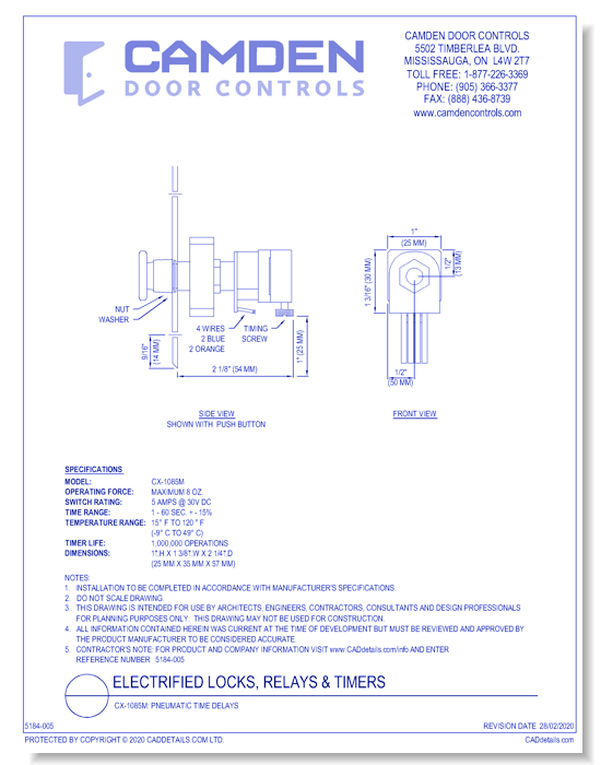 CX-1085M: Pneumatic Time Delays